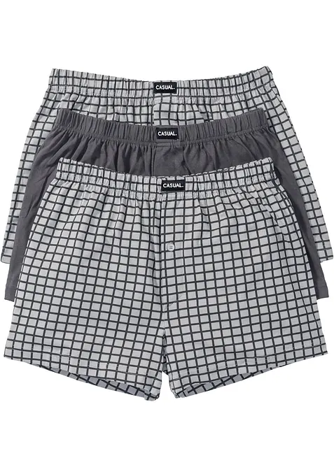 Ledig boxershorts i bomullsjersey (3-pack), bonprix