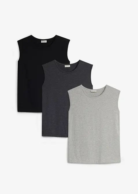 Singlet med &oslash;kologisk bomull (3-pack), bonprix