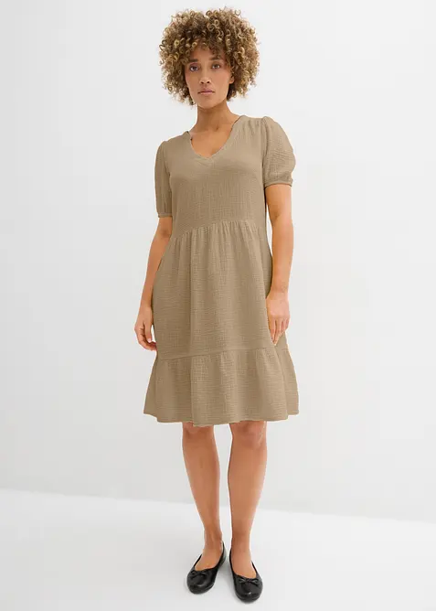 Oversized kjole i bomullsmusselin, bonprix