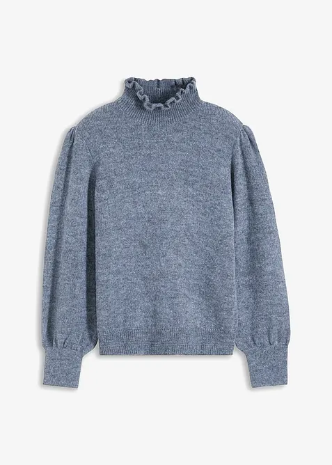 Genser med b&oslash;lgekant i halsen, bonprix