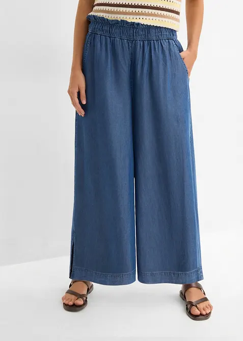 7/8-lang jeans i lett materiale med vide ben og splitt i siden, bonprix