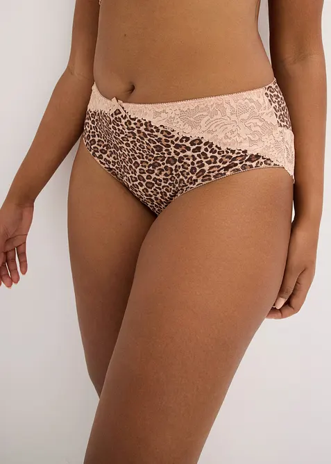 Truse med h&oslash;y midje og leopardm&oslash;nster, bonprix