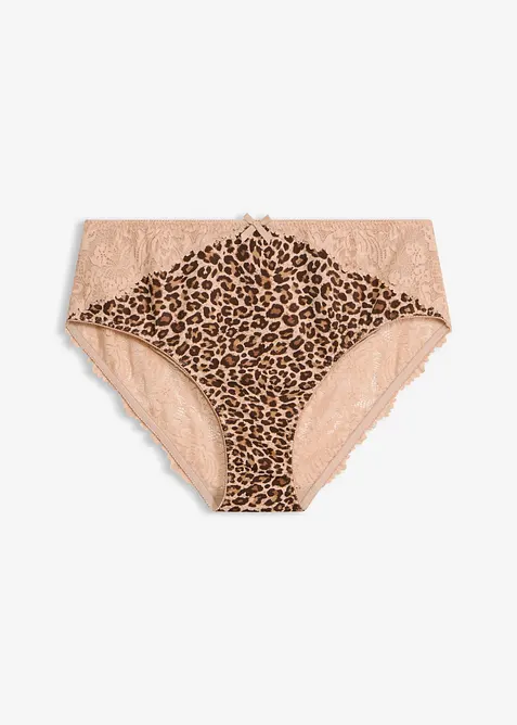 Truse med h&oslash;y midje og leopardm&oslash;nster, bonprix
