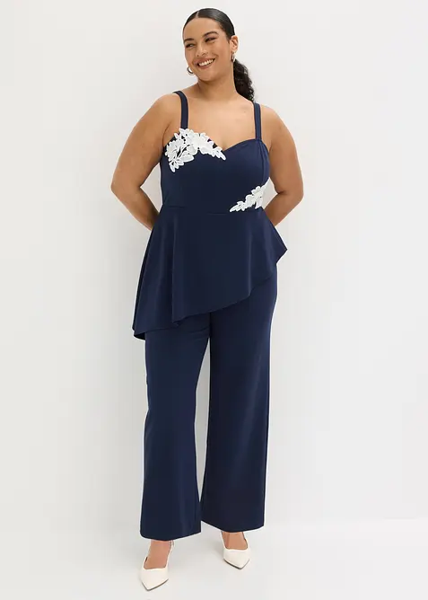Jumpsuit med stropper og blonder, bonprix