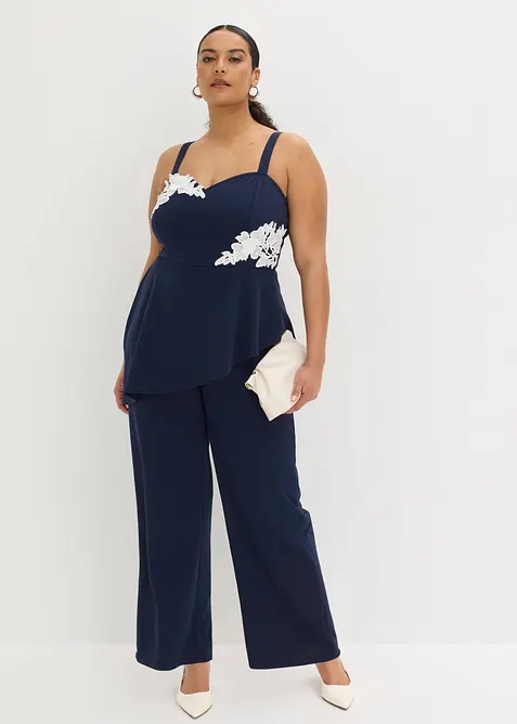 Jumpsuit med stropper og blonder, bonprix