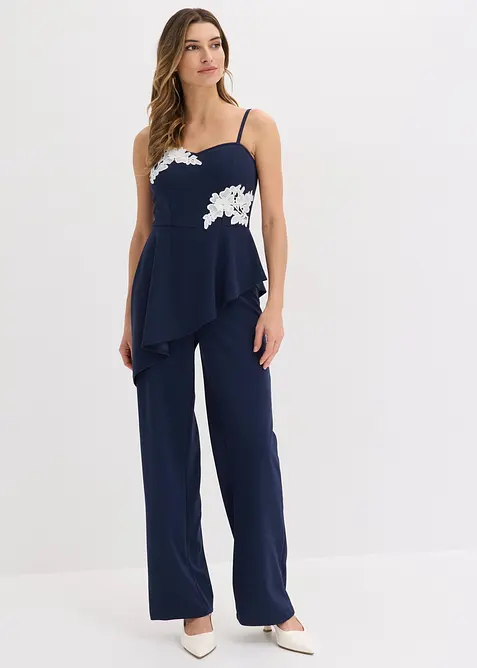 Jumpsuit med stropper og blonder, bonprix