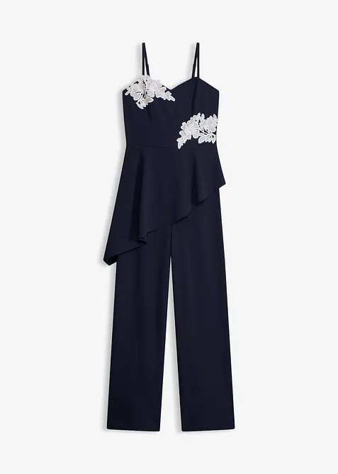 Jumpsuit med stropper og blonder, bonprix