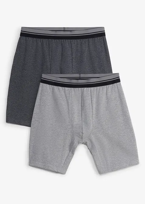 Boksershorts med bomull i ettersittende modell med lange ben (2-pack), bonprix