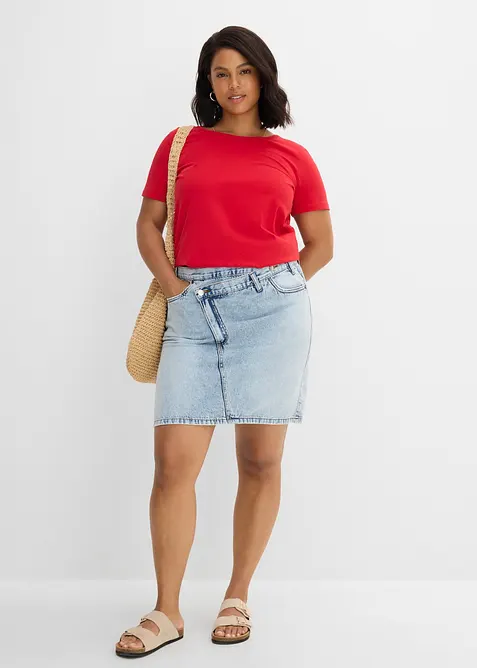 Denimskj&oslash;rt med asymmetrisk linning, bonprix