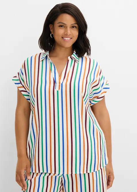 Kortermet bluse i viskosemiks, bonprix