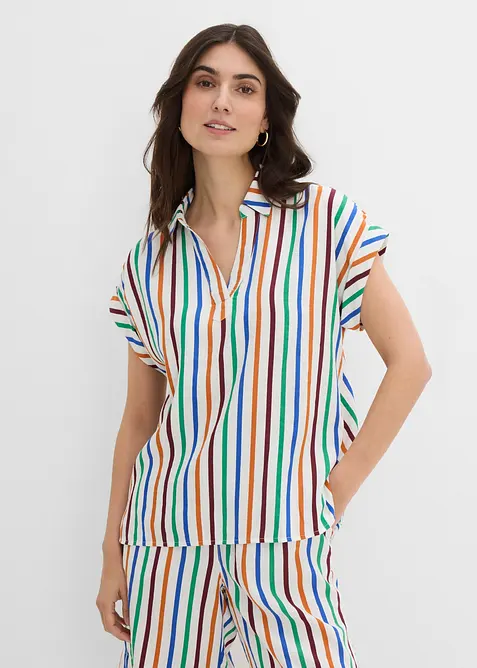 Kortermet bluse i viskosemiks, bonprix