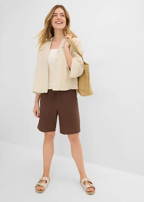 Slip on-bermudashorts av musselin, bonprix