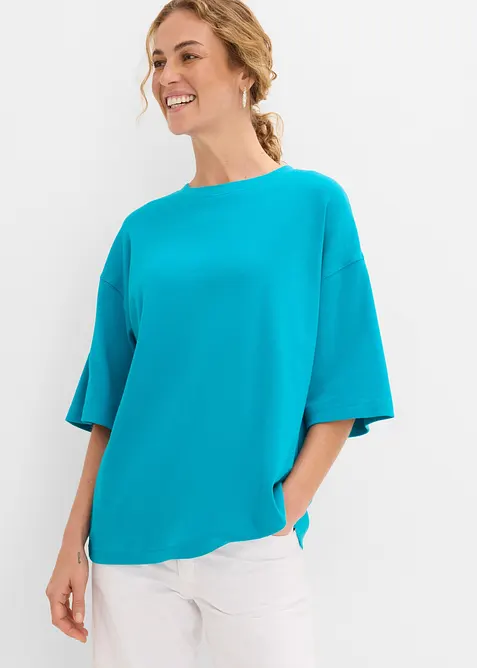Oversized topp i formstabil, 100% &oslash;kologisk bomull, bonprix