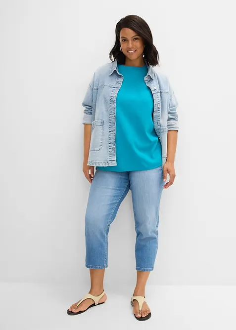 Oversized topp i formstabil, 100% &oslash;kologisk bomull, bonprix