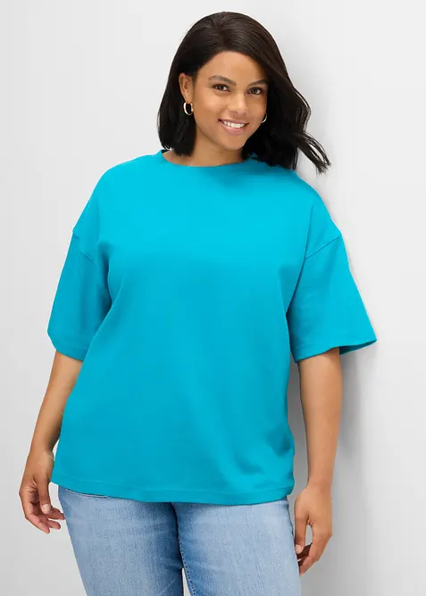 Oversized topp i formstabil, 100% &oslash;kologisk bomull, bonprix