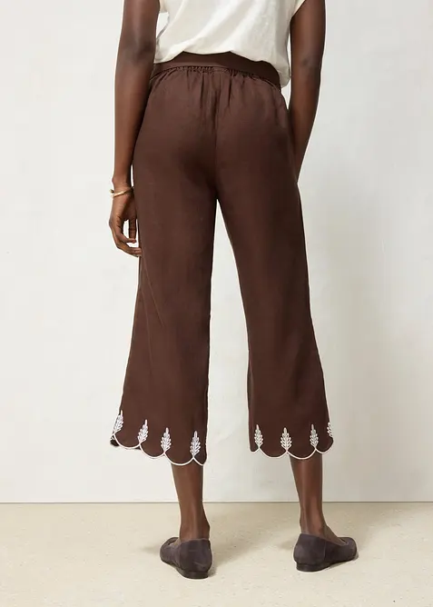 Culotte i lin med belte (2-delt sett), bonprix