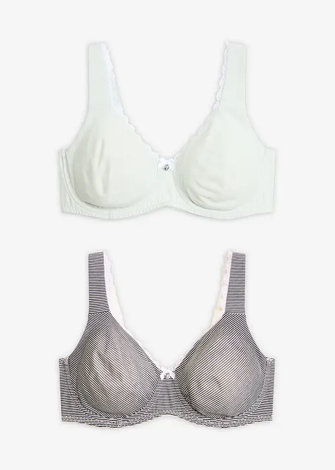 T-skjorte-BH med spiler og &oslash;kologisk bomull (2-pack), bonprix