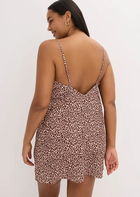 Neglisj&eacute; av sateng med leopardm&oslash;nster, bonprix