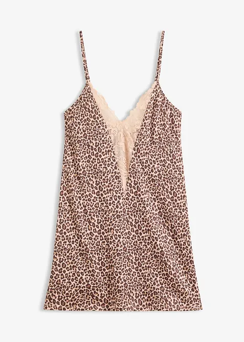 Neglisj&eacute; av sateng med leopardm&oslash;nster, bonprix