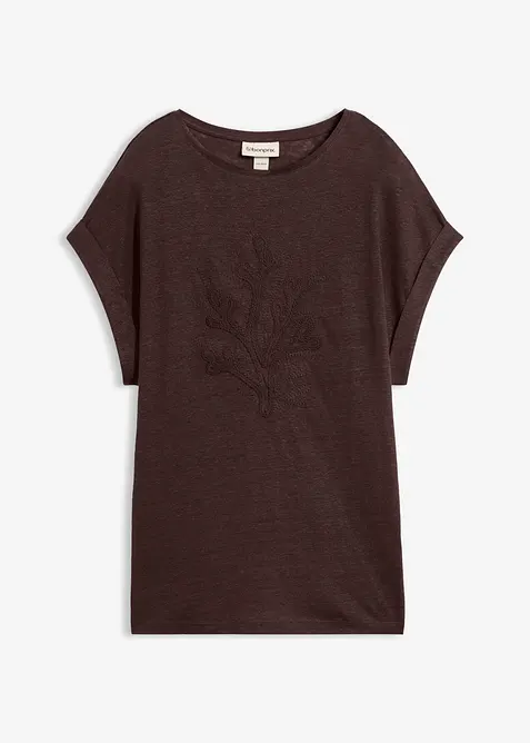 Topp i 100% lin med broderi, bonprix