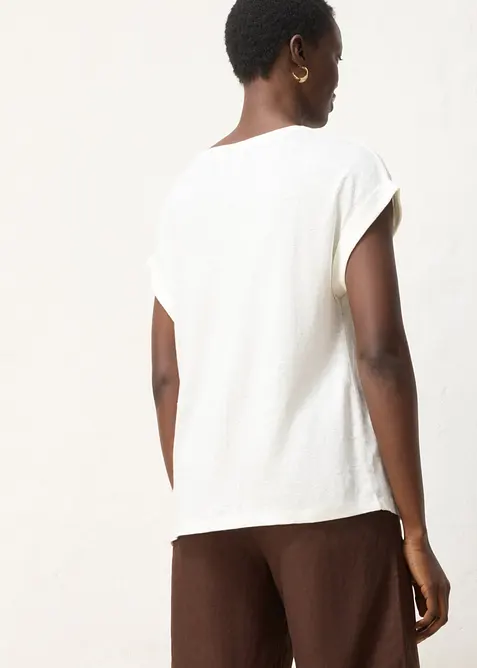 Topp i 100% lin med broderi, bonprix