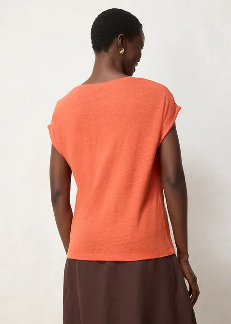 Lett T-skjorte av 100% lin med broderi, bonprix