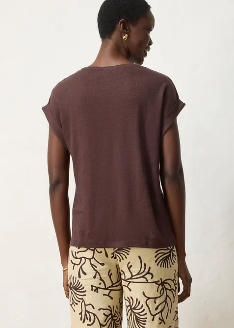 Topp i 100% lin med broderi, bonprix