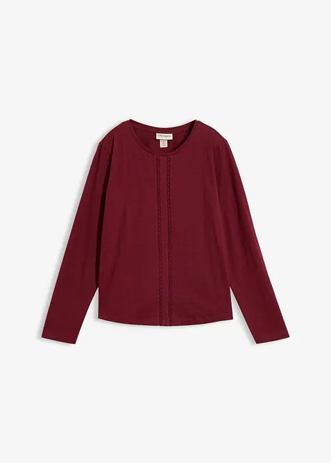 Topp i 100% bomull med blonder, bonprix
