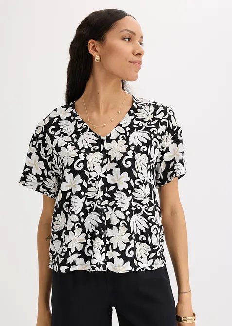 Kortermet bluse i pent fallende viskose, bonprix