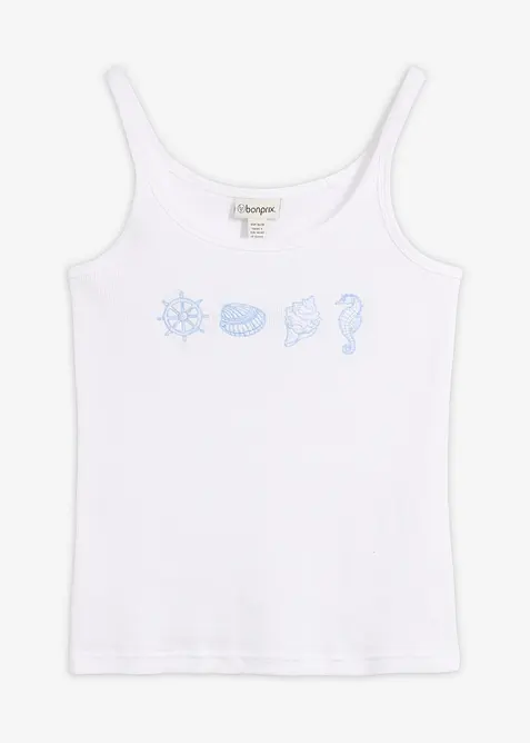 Ribbet singlet i 100% &oslash;kologisk bomull, bonprix