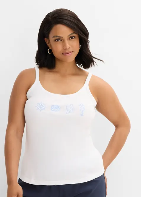 Ribbet singlet i 100% &oslash;kologisk bomull, bonprix