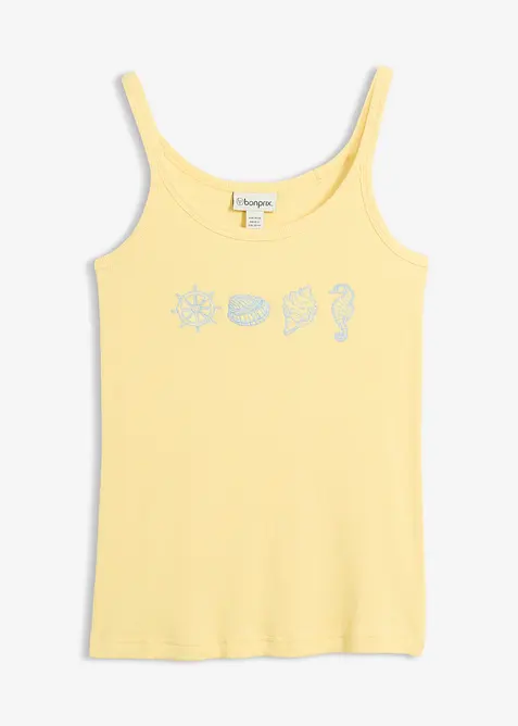 Ribbet singlet i 100% &oslash;kologisk bomull, bonprix