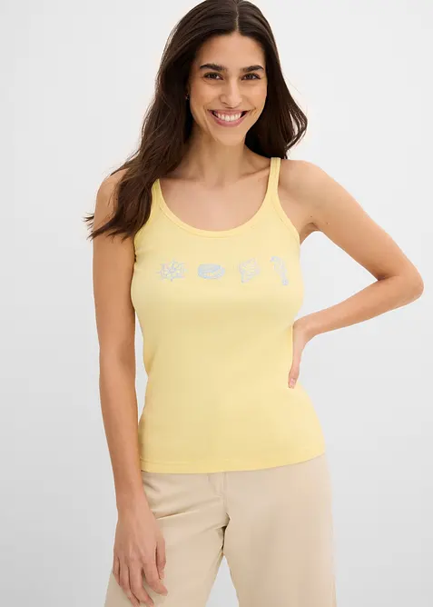 Ribbet singlet i 100% &oslash;kologisk bomull, bonprix