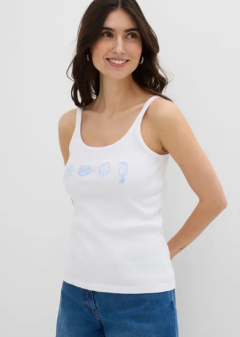 Ribbet singlet i 100% &oslash;kologisk bomull, bonprix