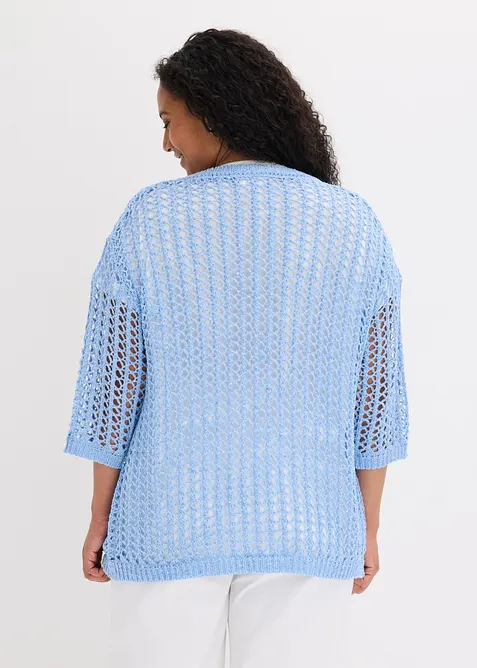 Cardigan med hullm&oslash;nster og paljetter, bonprix