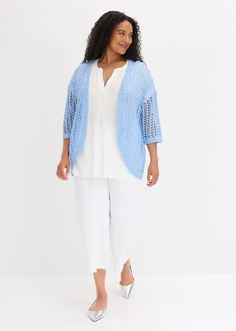 Cardigan med hullm&oslash;nster og paljetter, bonprix