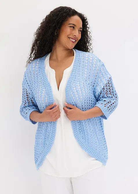 Cardigan med hullm&oslash;nster og paljetter, bonprix