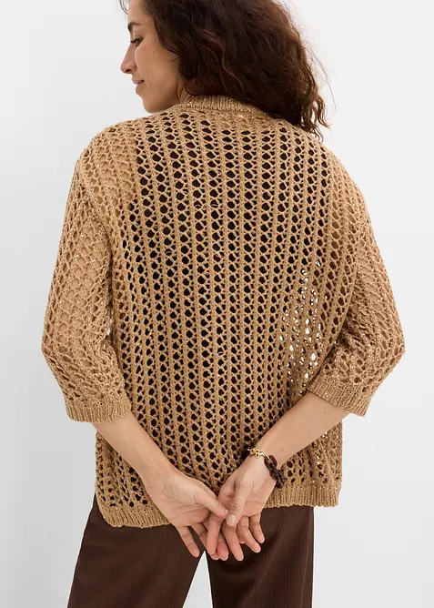Cardigan med hullm&oslash;nster og paljetter, bonprix