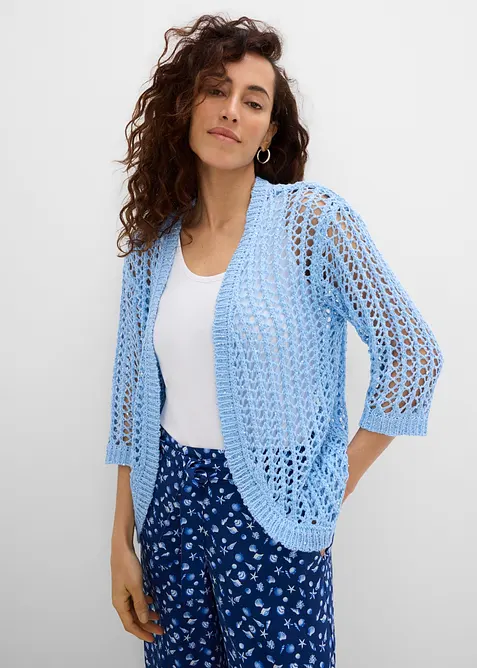 Cardigan med hullm&oslash;nster og paljetter, bonprix