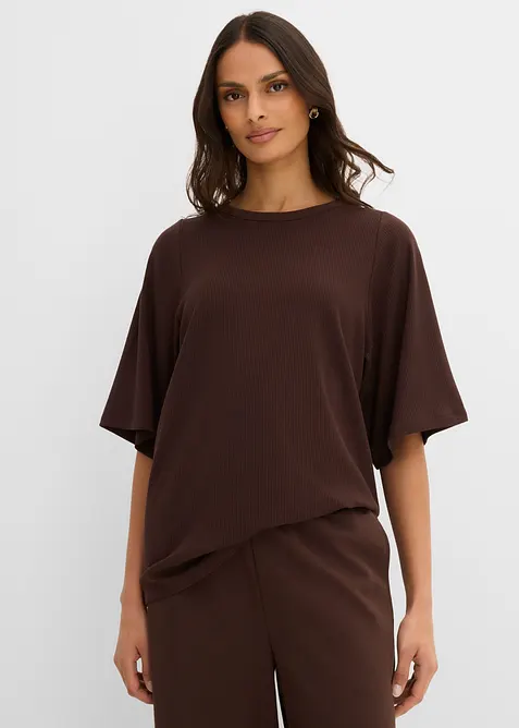 Ribbet topp i viskosemiks, bonprix
