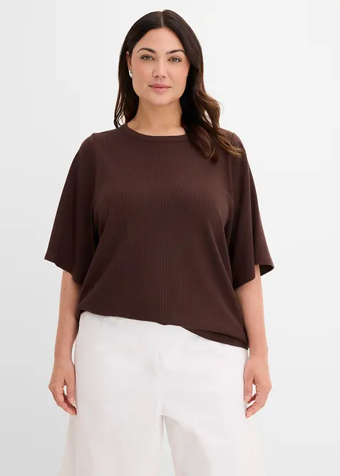 Ribbet topp i viskosemiks, bonprix