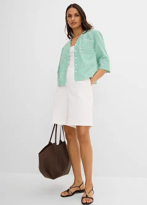 Stripete bluse i 100% bomull, bonprix