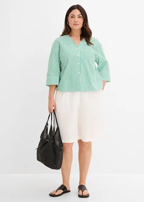 Stripete bluse i 100% bomull, bonprix
