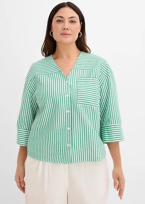 Stripete bluse i 100% bomull, bonprix