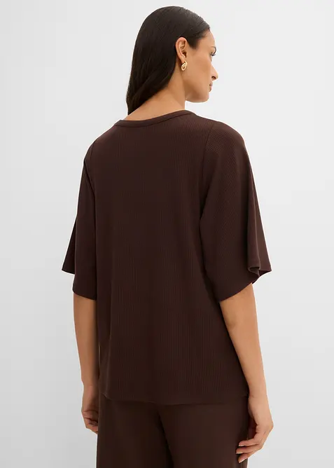 Ribbet topp i viskosemiks, bonprix