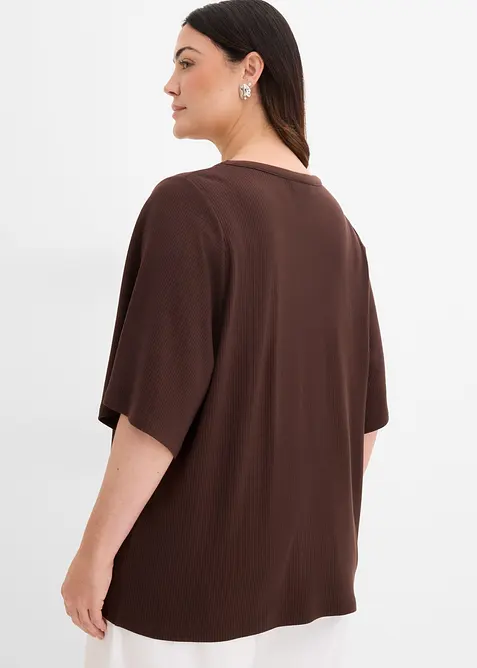 Ribbet topp i viskosemiks, bonprix