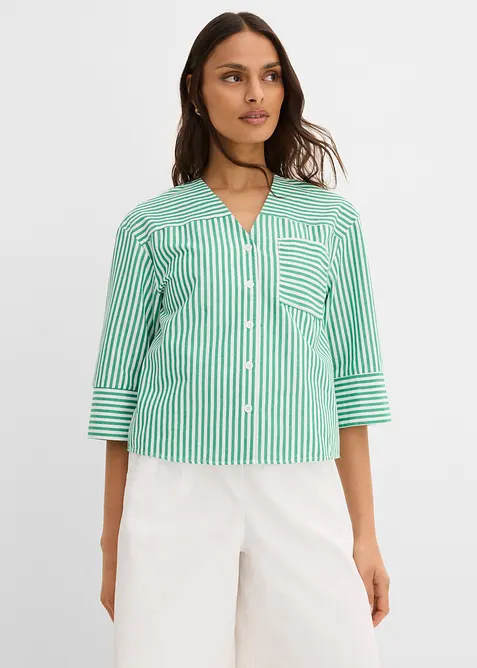 Stripete bluse i 100% bomull, bonprix