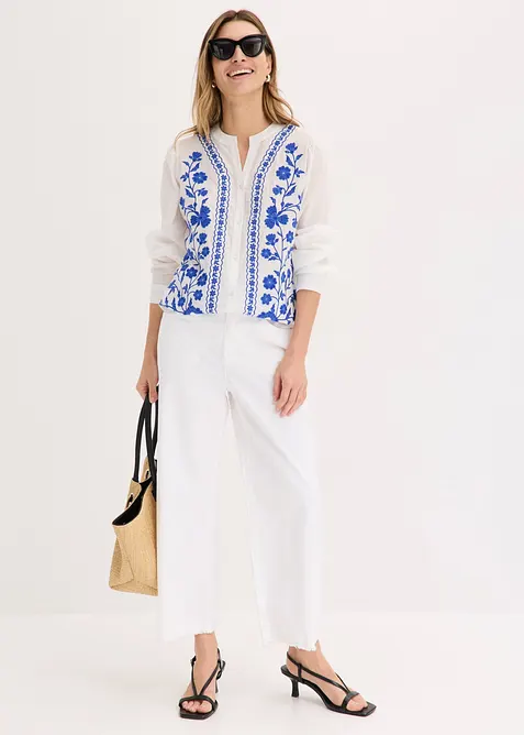 Bluse i 100% bomull med broderi, bonprix