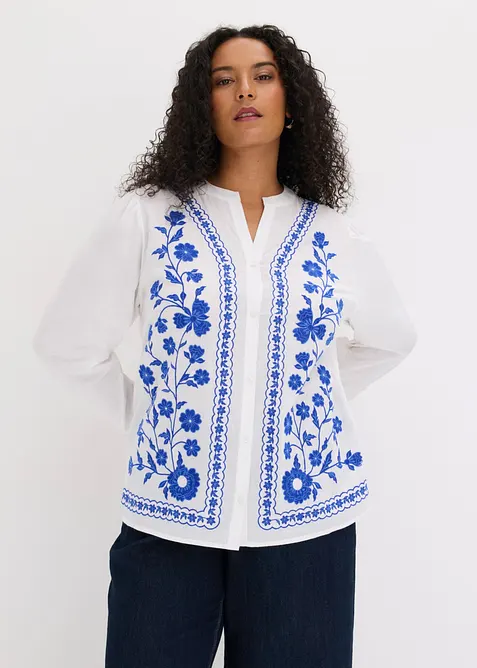 Bluse i 100% bomull med broderi, bonprix