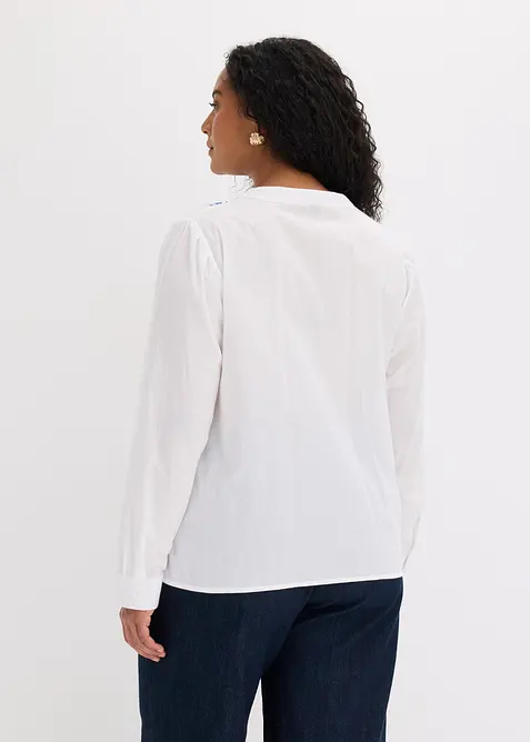 Bluse i 100% bomull med broderi, bonprix